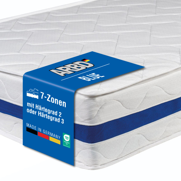 BLUE Kaltschaummatratze - 90x200 cm - H2 oder H3 - 7-Zonen - für hervorragenden Schafkomfort